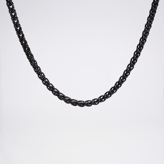 6mm Wheat Chain Black